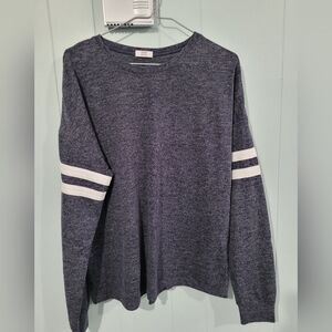 Women Navy Sweater with White Stripes